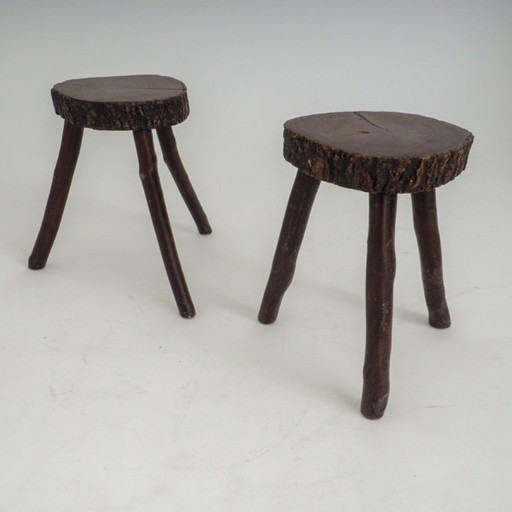 Set di 2 Sgabelli Rustici in Legno Fatti a Mano – krukjes, Wood
