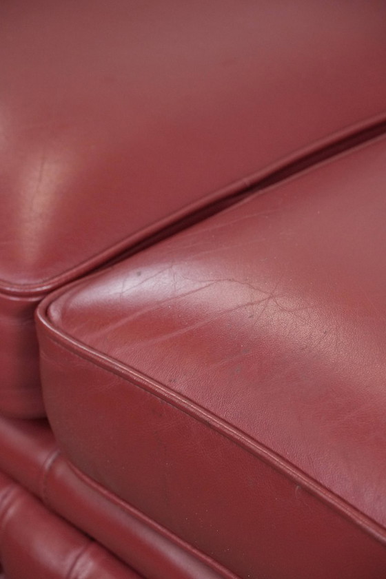 Image 1 of Set consisting of English cowhide Chesterfield 2.5 seater sofa and armchair