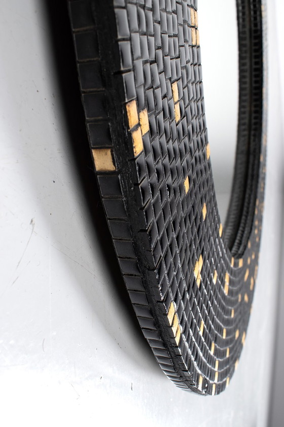 Image 1 of Grote ronde spiegel met mozaïek