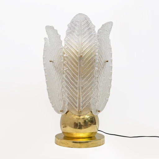 Lampe de table Big en laiton et verre de Murano du milieu du siècle dernier par Mazzega