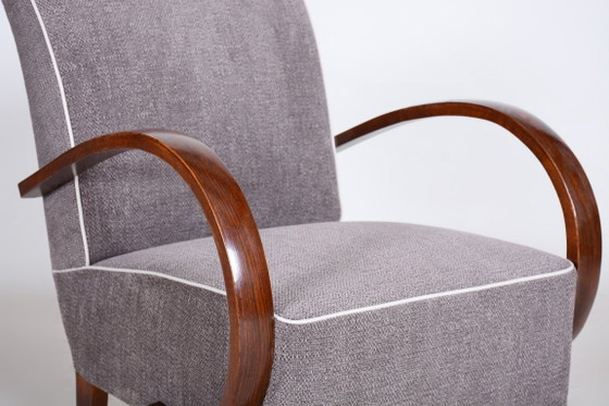 Restored Art Deco Armchair, by J. Halabala for UP Zavody, Beech, Czech, 1930s – UP Závody, Textile, Wood (photo 11 of 11)