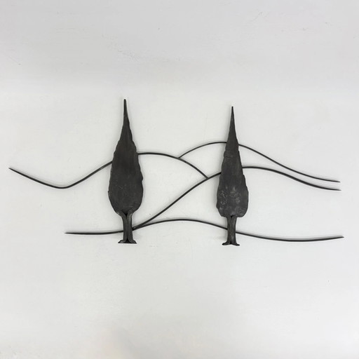 Mid-century Brutalist cast iron sculpture trees , 1970s