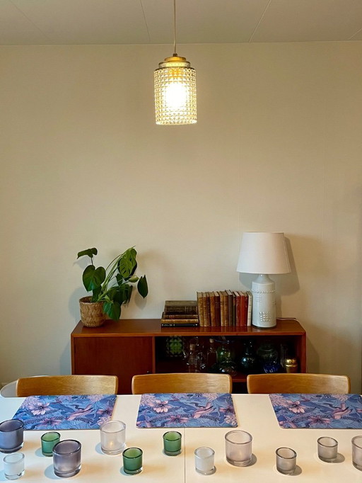 Lámpara colgante vintage de cristal escandinavo, atribuida a Carl Fagerlund/Reijmyre, década de 1960