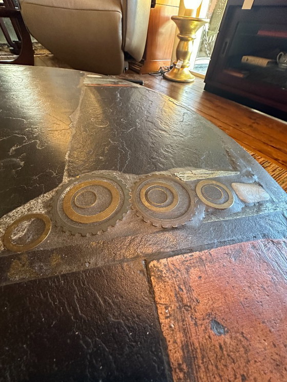 Image 1 of Paul Kingma coffee table. 1980s. With brass and ceramic.