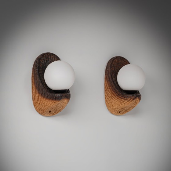 Lámpara de pared de cerámica Eartly de Doria Leuchten, Alemania, década de 1970, juego de 2 – Apliques (photo 3 of 7)
