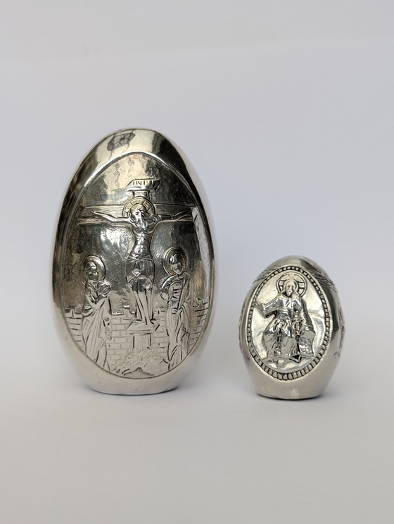 Image 1 of 2 œufs grecs orthodoxes argentés