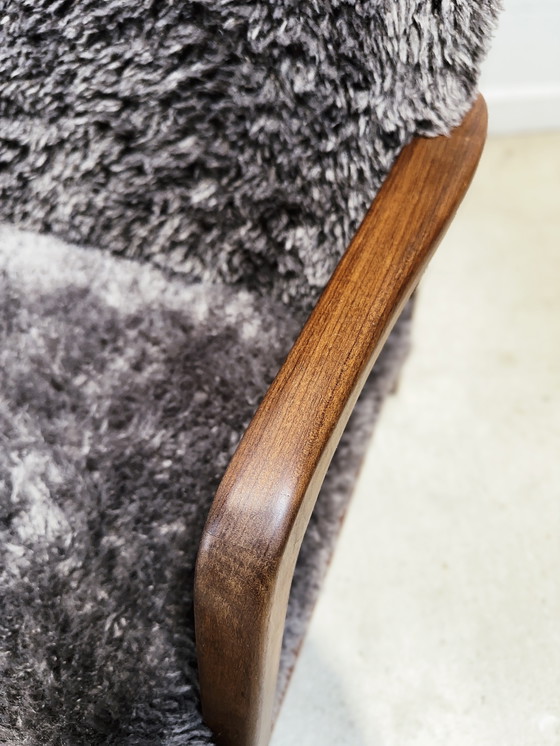 Image 1 of Deens design fauteuil in teddy bekleding 