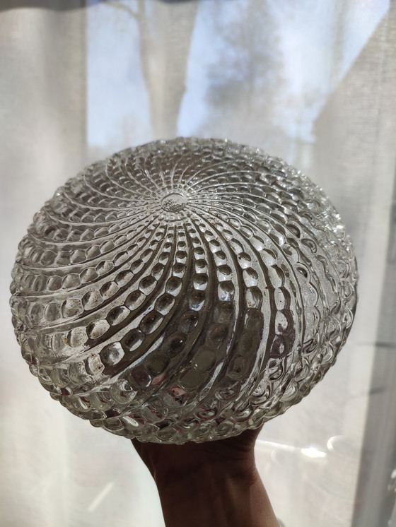 Image 1 of Glazen plafond lamp rond vintage jaren 60 plafondlamp Plafonniere