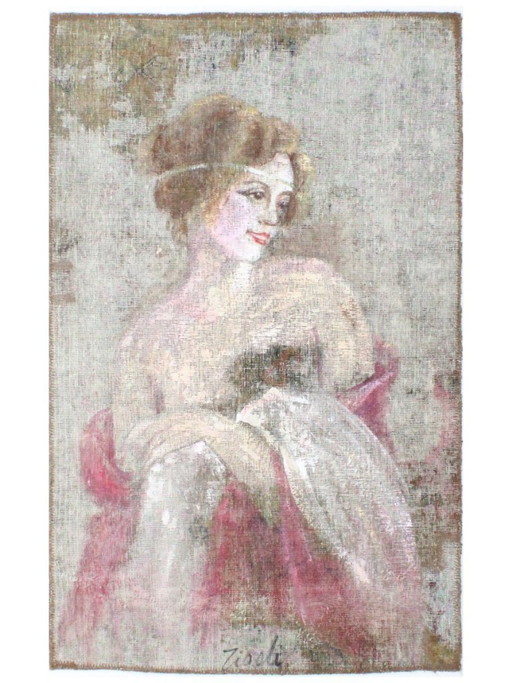 Oriental Hand-knotted Vintage Art Classic & Relief Design Rug 122 x 76 cm Beige, Multi-color