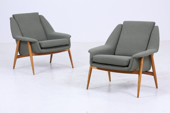 Image 1 of 2 Vintage Armlehnsessel von Wilhelm Knoll für Cassina  60er Jahre | Design Mid Century Stuhl Olivgrün Retro Holz  70er #08-18