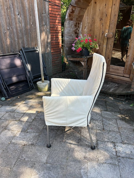 6 Montis Chaplin Stoelen. Wit Leer Goede Staat – Fauteuils, Leather, Metal (photo 4 of 6)