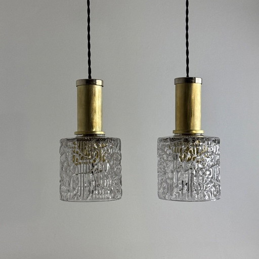 PAAR VINTAGE HANGERS VAN GLAS MET TEXTUUR