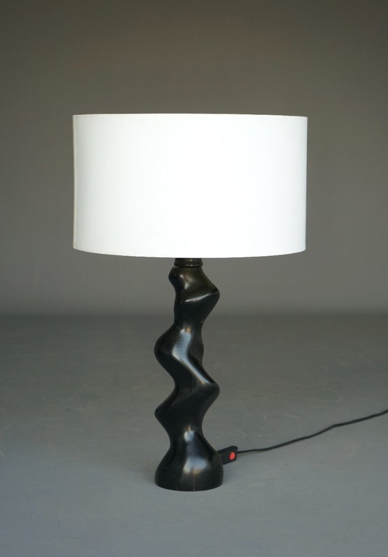 Model 42 Sculptural Ebonised Wood Table Lamp from Temde Leuchten, 1970s (photo 13 of 13)