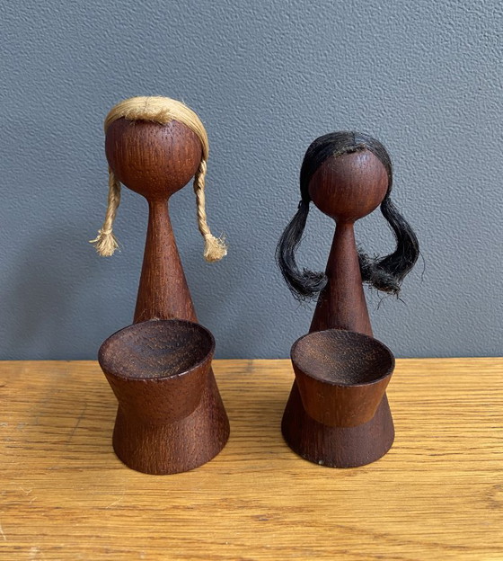 Image 1 of 2 statuette in teak di peperone e sale da tavola 1960