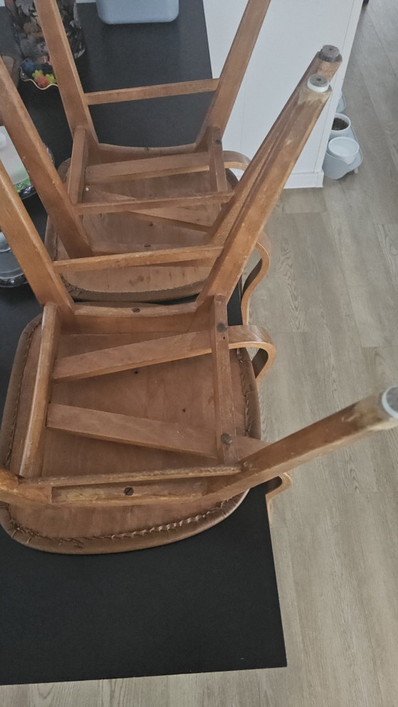 Set di 4 sedie da pranzo vintage retrò | Legno marrone – Textile, Wood (photo 10 of 11)