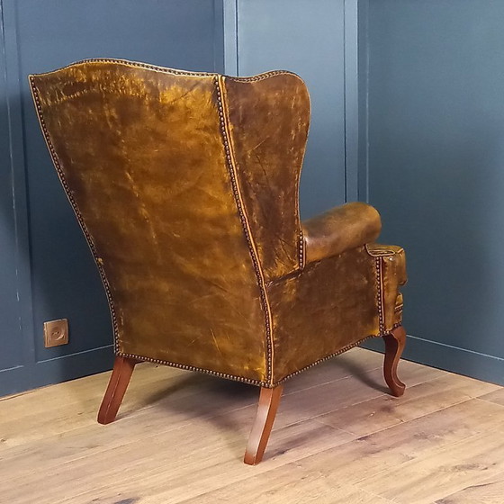Image 1 of een Set van twee cognac kleurige Vintage chesterfield fauteuils