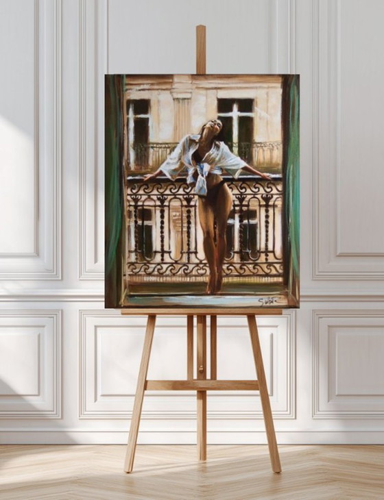 Image 1 of Artwork by Ewa Switala "The Morning Balcony" - Acrylic painting