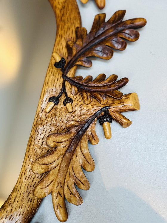 Image 1 of Grande specchio della Foresta Nera – legno intagliato a mano – anni '50/'60 – 75 cm