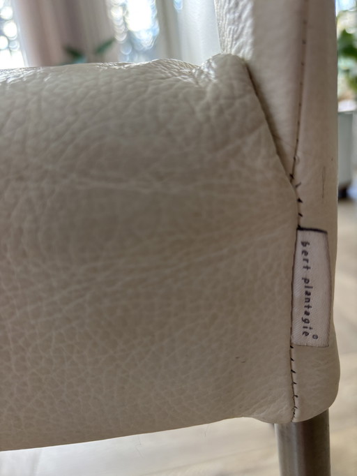 Ensemble de 8 chaises de salle à manger en cuir crème Bert Plantagie