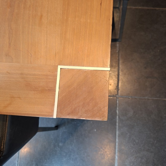 Image 1 of Malofancon dinning table, incl 8 leather chairs.