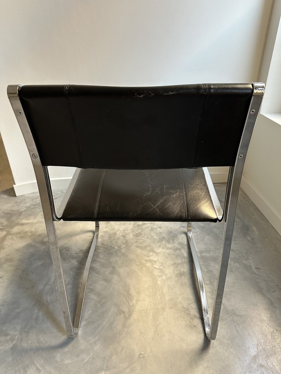 Image 1 of Sedia a sbalzo vintage in pelle e acciaio cromato, Italia anni '70/80