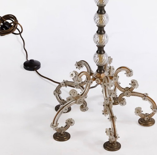 Grand chandelier/candélabre de sol en cristal de Bohème 1950