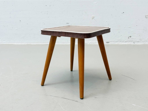 Postmodern plant stand / flower stool with wood veneer, 1970s–1980s