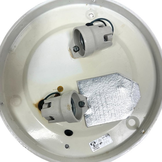 Image 1 of Vintage Peill & Putzler spherical flush-mount light, model 71207 (1970s), opal glass, UFO/retro style.