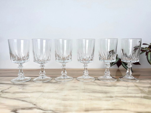 6 Verres à vin blanc modèle Louvre Cristal D'Arques
