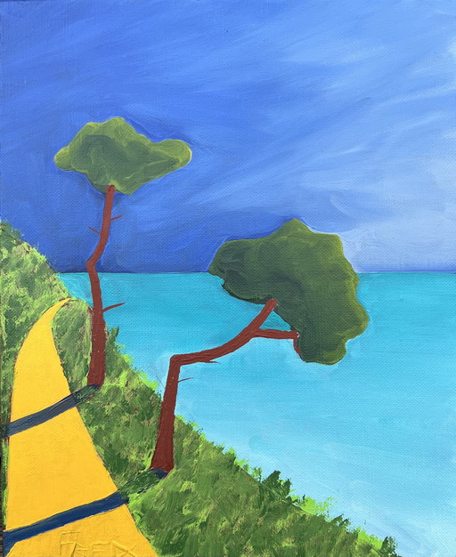 Öl und Acryl auf Keilrahmen. Größe 3F 27x22cm.