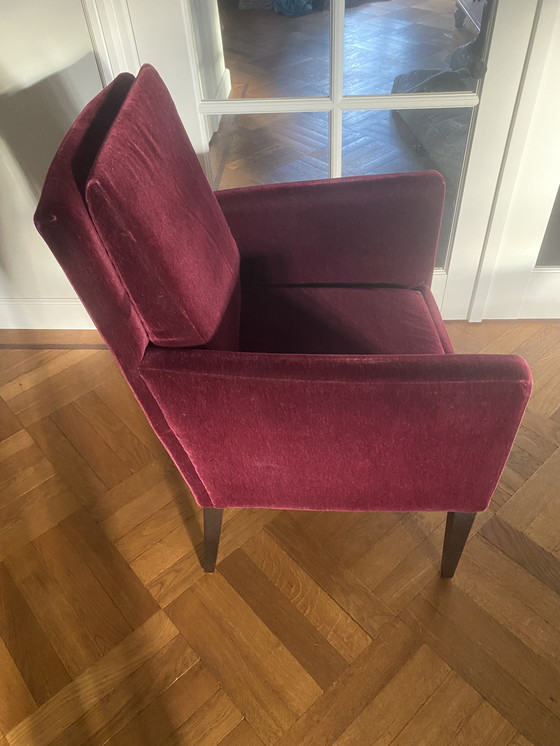 Image 1 of 6 sedie da pranzo in velluto bordeaux di Bench