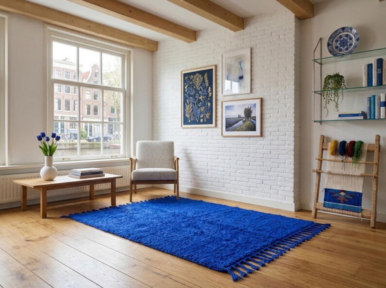 Magnifique tapis artisanal bleu en laine 200cmx300cm – Cotton (photo 3 of 12)