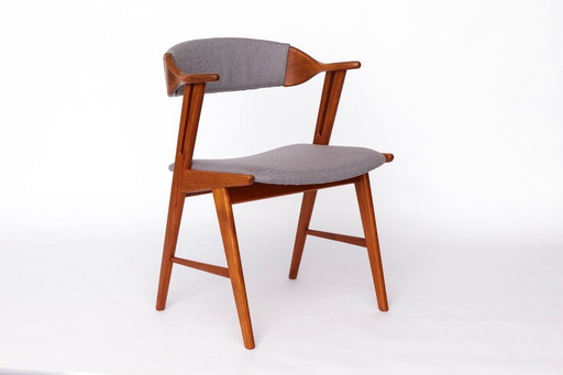 Einzigartiger dänischer Sessel – 1960er/1970er Teakholz Vintage Schreibtisch- oder Esszimmerstuhl, graue Polsterung, Mid Century