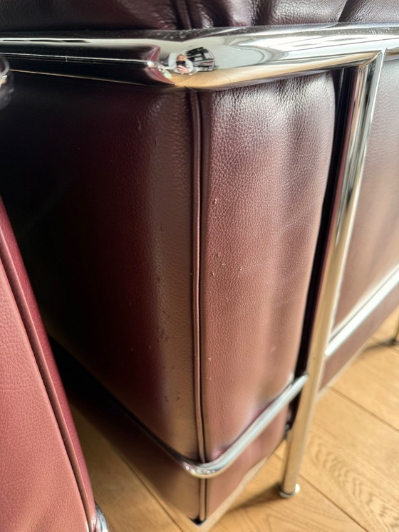 Authentic Pair Cassina LC2 – Le Corbusier – Bordeaux Leather – Chairs and lounge chairs, Chrome (photo 7 of 12)