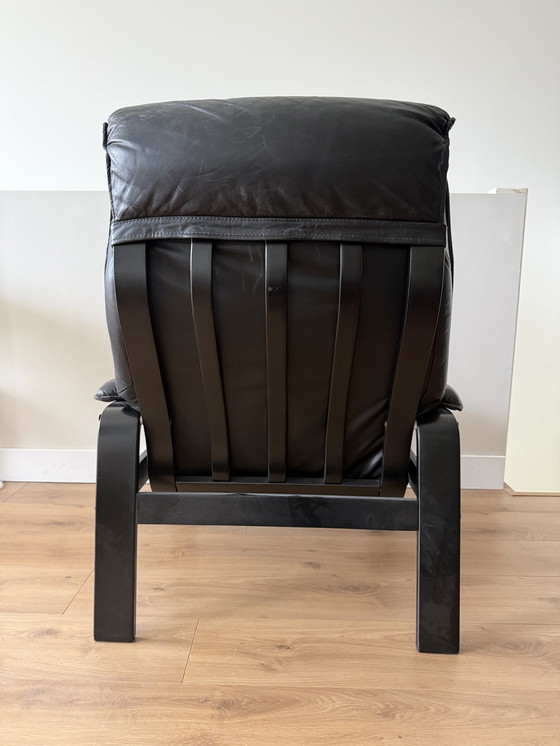 Image 1 of Skoghaug Industries leren relaxfauteuil uit de jaren 70/80.