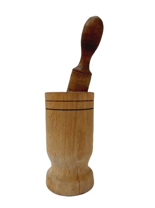 Mortier et pilon en bois vintage