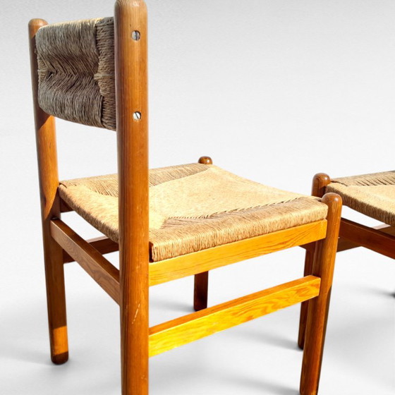 Paar Vintage Design Grenen En Biezen Stoelen, Jaren 70 – Eetkamerstoelen, Wicker (photo 8 of 18)