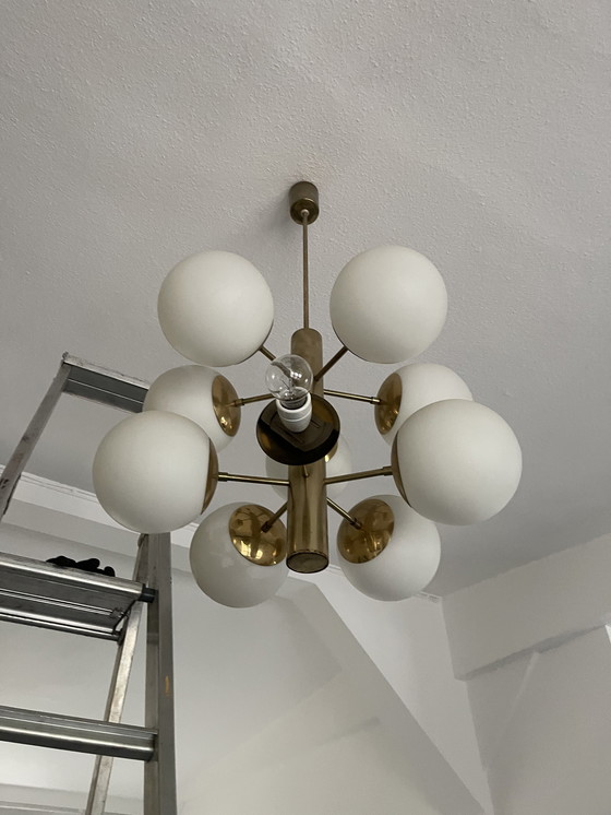 Image 1 of Sputnik Lamp ball opal milk glass 50s retro easy German DDR