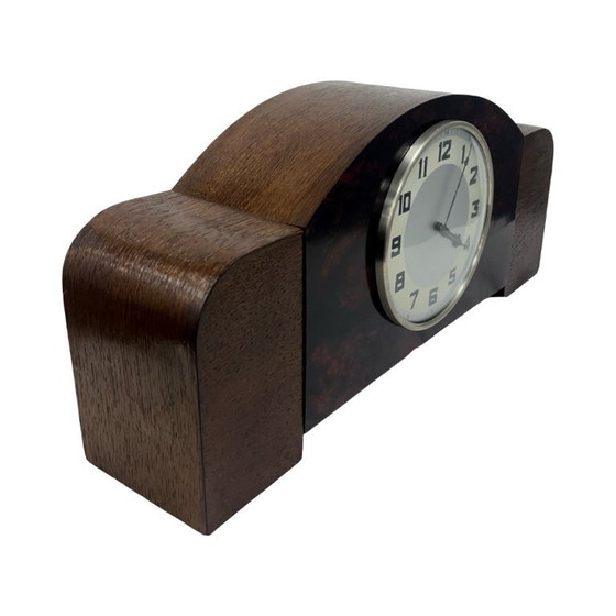 Image 1 of Antiguo reloj de repisa de madera Art Déco, Alemania, década de 1930