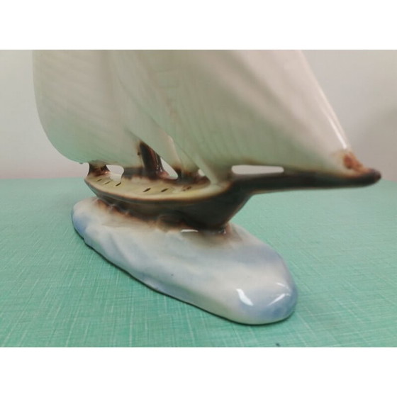 Image 1 of Vintage ceramic sailboat, Czechoslovakia 1935