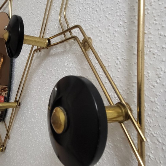 Image 1 of Coat rack, 1950s design coat rack, mirror and brass
