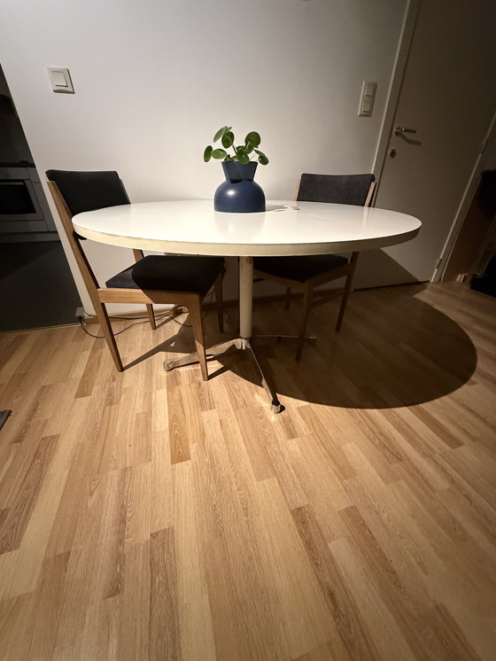 Image 1 of Vintage Herman Miller “Pedestal Extension Table” – Fehlbaum Production (1950s – Rare Chrome Base Edition)