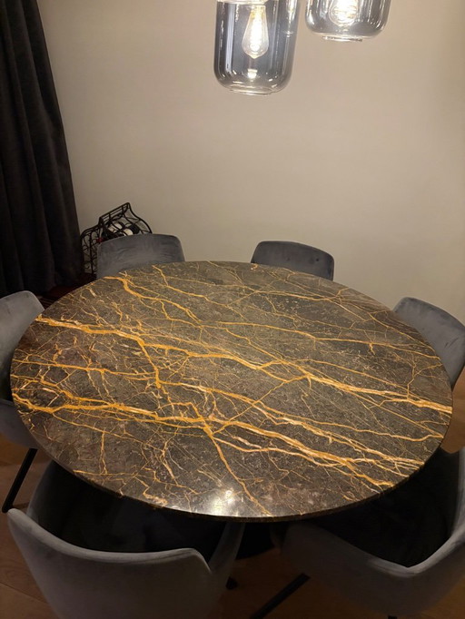 Table de salle à manger ronde en marbre de 150 cm