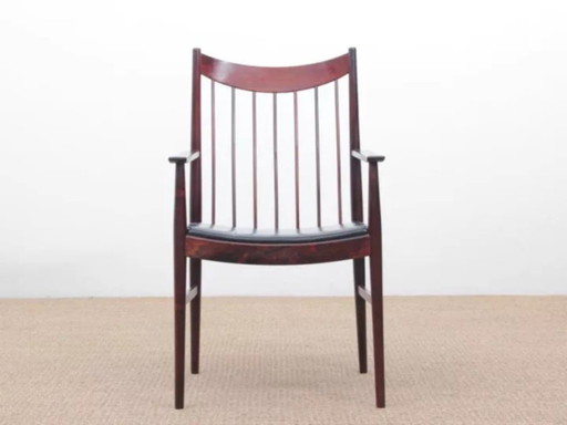 Pair of armchairs, end table, Danish in rosewood and leather by Arne Vodder for Sibast 1960.