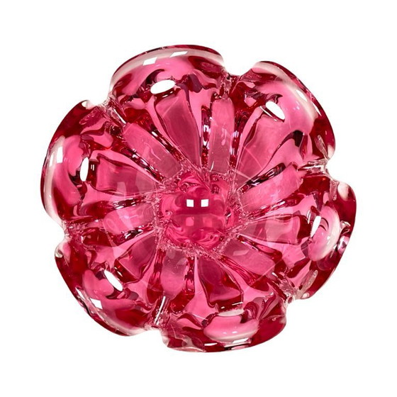 Image 1 of Chřibská pink glass plate, Josef Hospodka, Bohemia vintage, 1960s