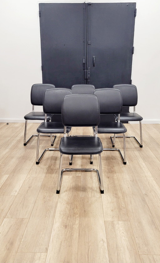 6 chaises chrome et simili