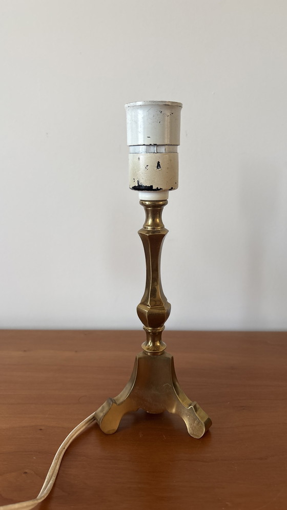 Image 1 of Vintage Danish Brass Candlestick table Lamp Base