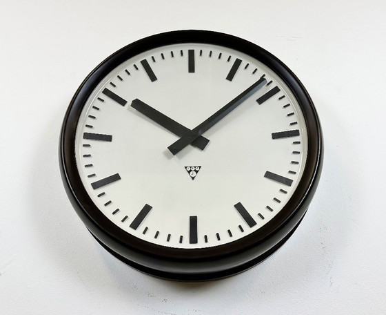 Image 1 of Large Industrial Bakelite Factory Wall Clock from Pragotron, 1960s