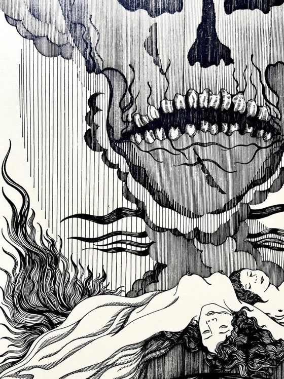 Image 1 of Hans Beers (1946) - Tusche, Vanitas und weiblicher Akt, circa 1970