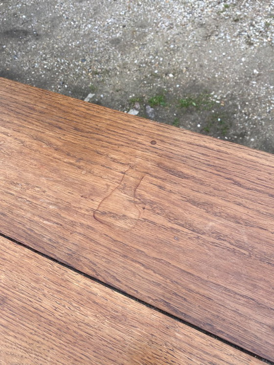 Image 1 of Sam solid oak farmhouse dining table with 1 drawer, circa 1950, 180x74cm